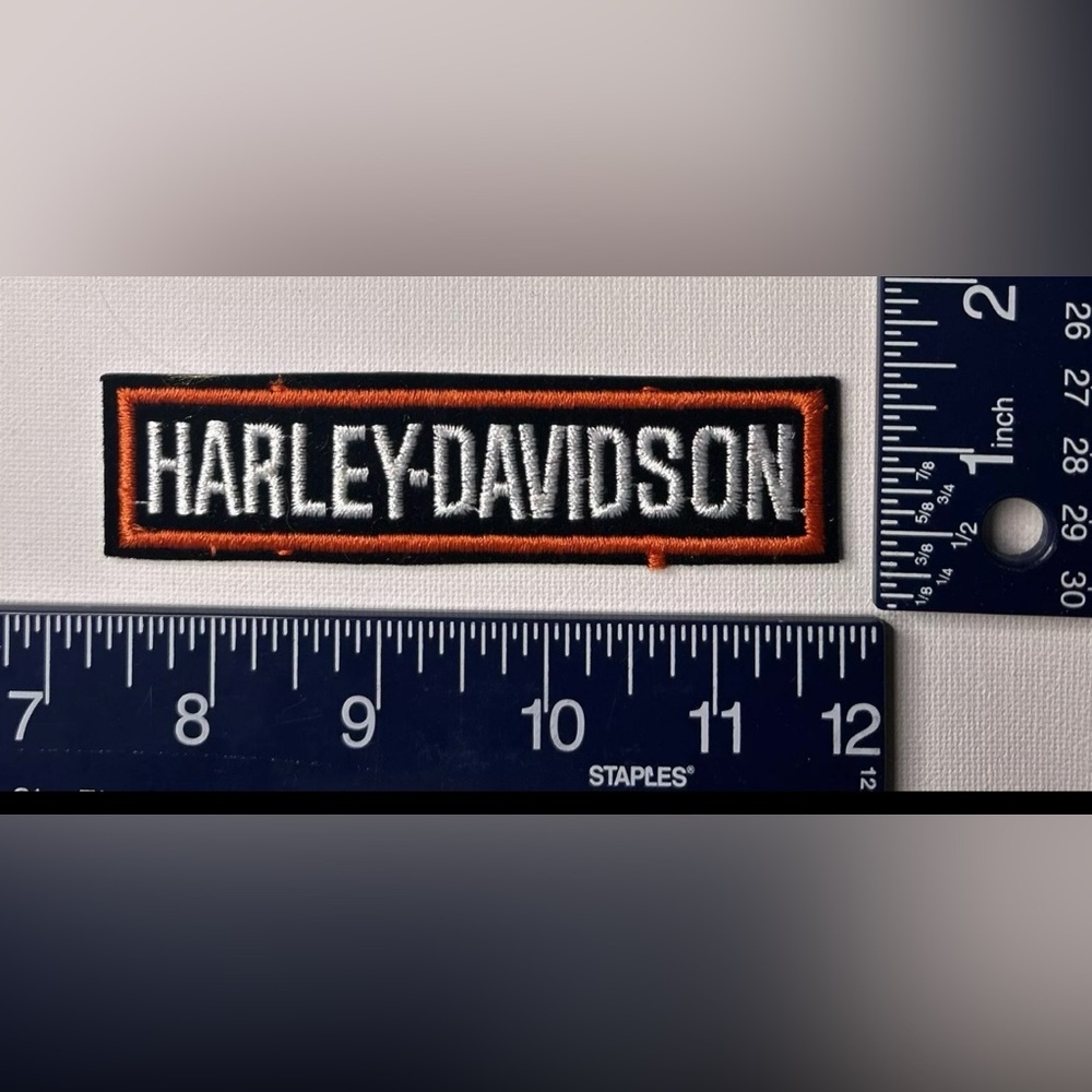 Authentic Vintage Harley-Davidson Patch / Emblem White Letters Orange border Md.